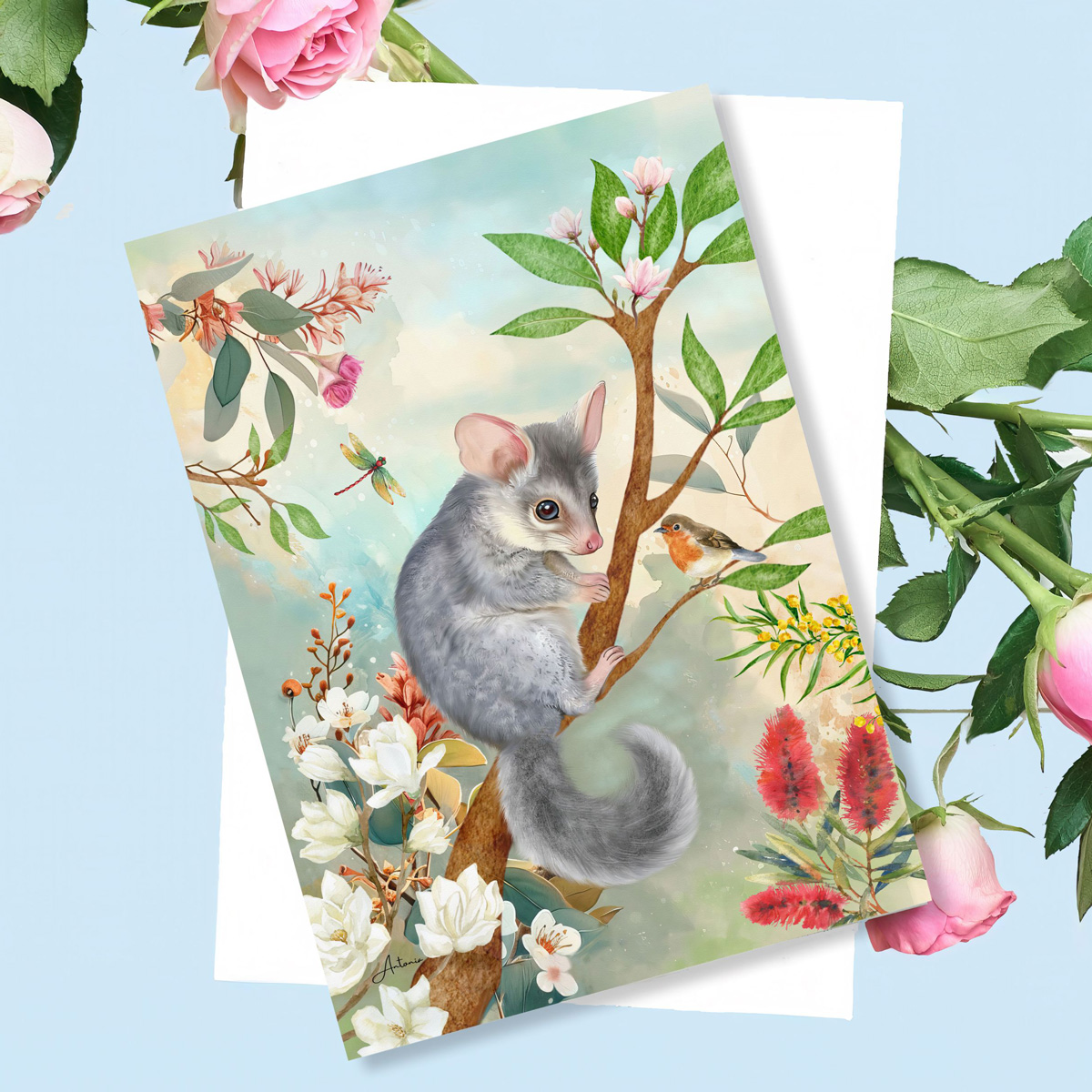 Possum Pastel Australian Greeting Gift Card - Image 2