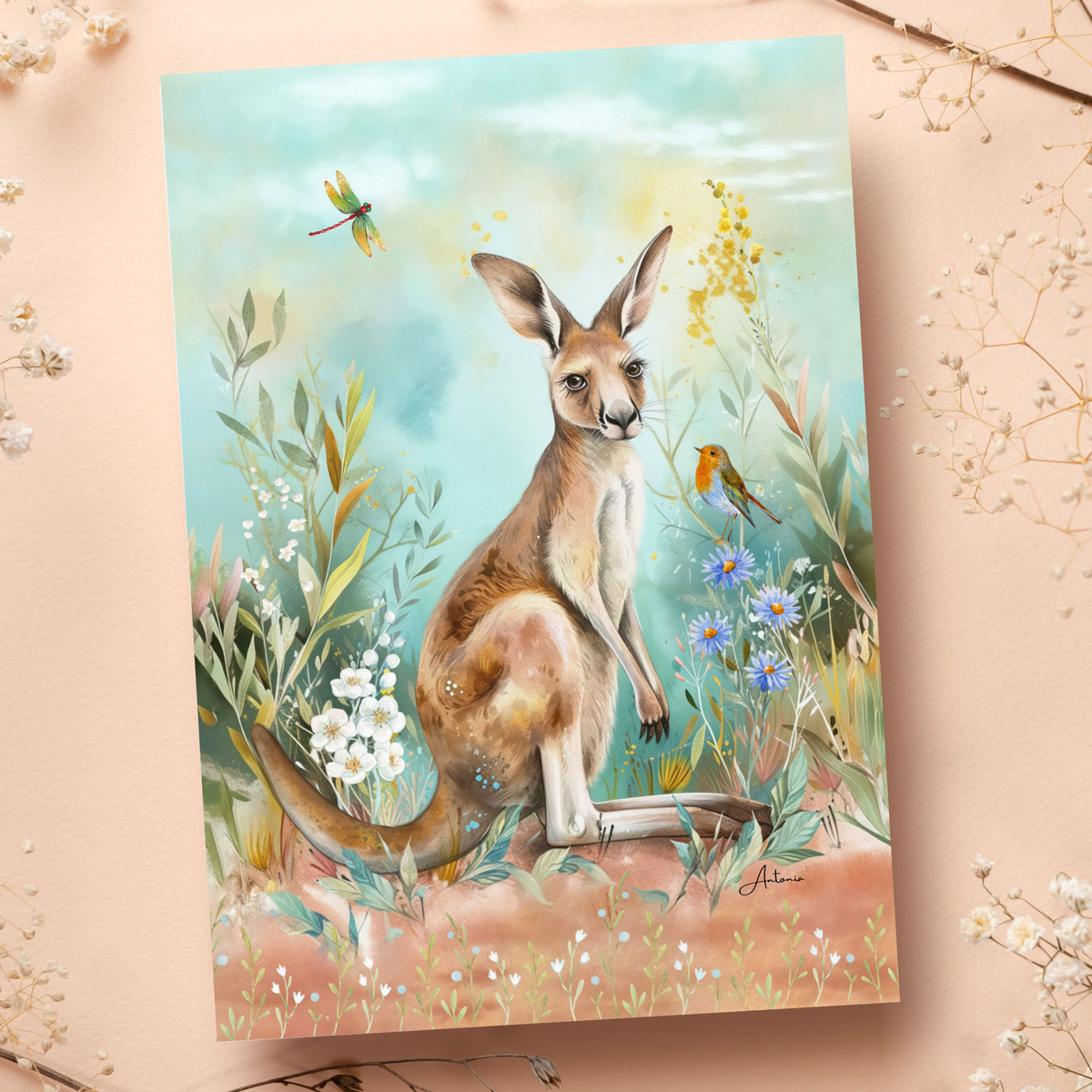 Little Kangaroo Pastel Australian Greeting Gift Card - Image 3