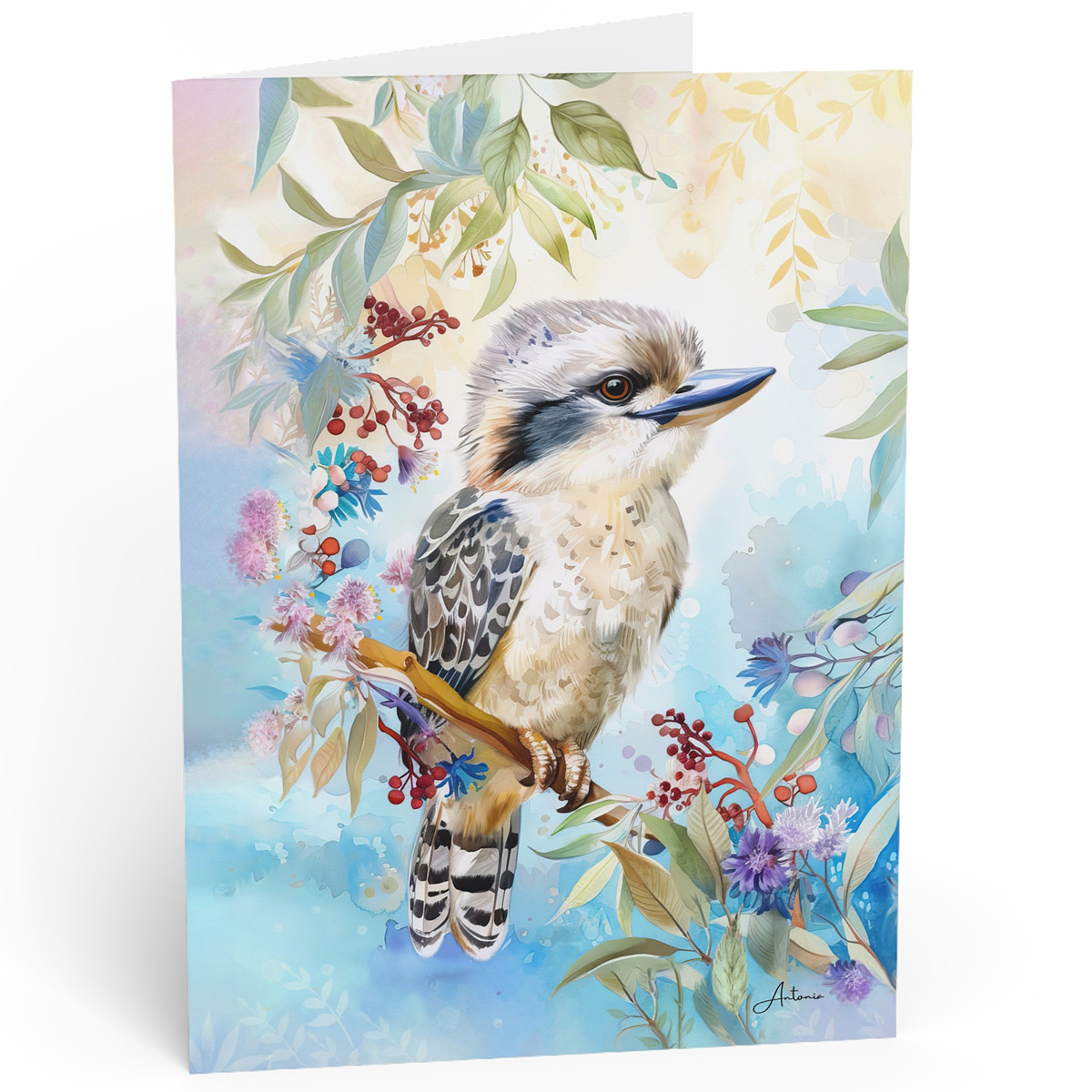 Baby Kookaburra Pastel Australian Greeting Gift Card - Image 3