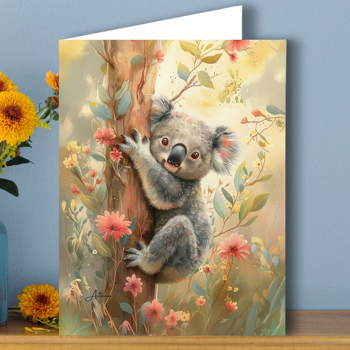 Baby Koala Pastel Australian Greeting Gift Card