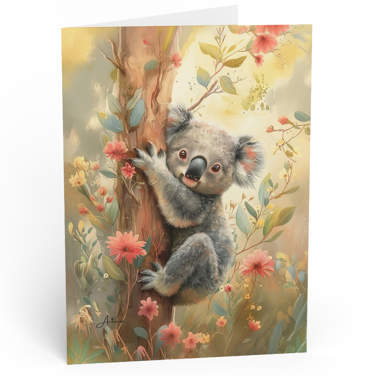 Baby Koala Pastel Australian Greeting Gift Card - Image 2