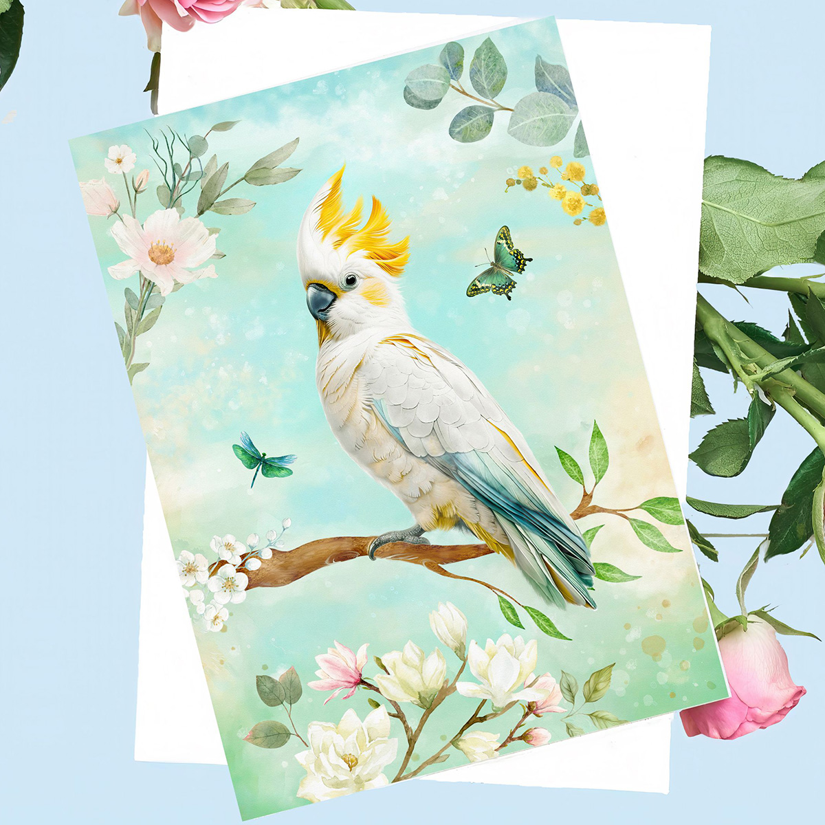 Cockatoo Pastel Australian Greeting Gift Card - Image 2