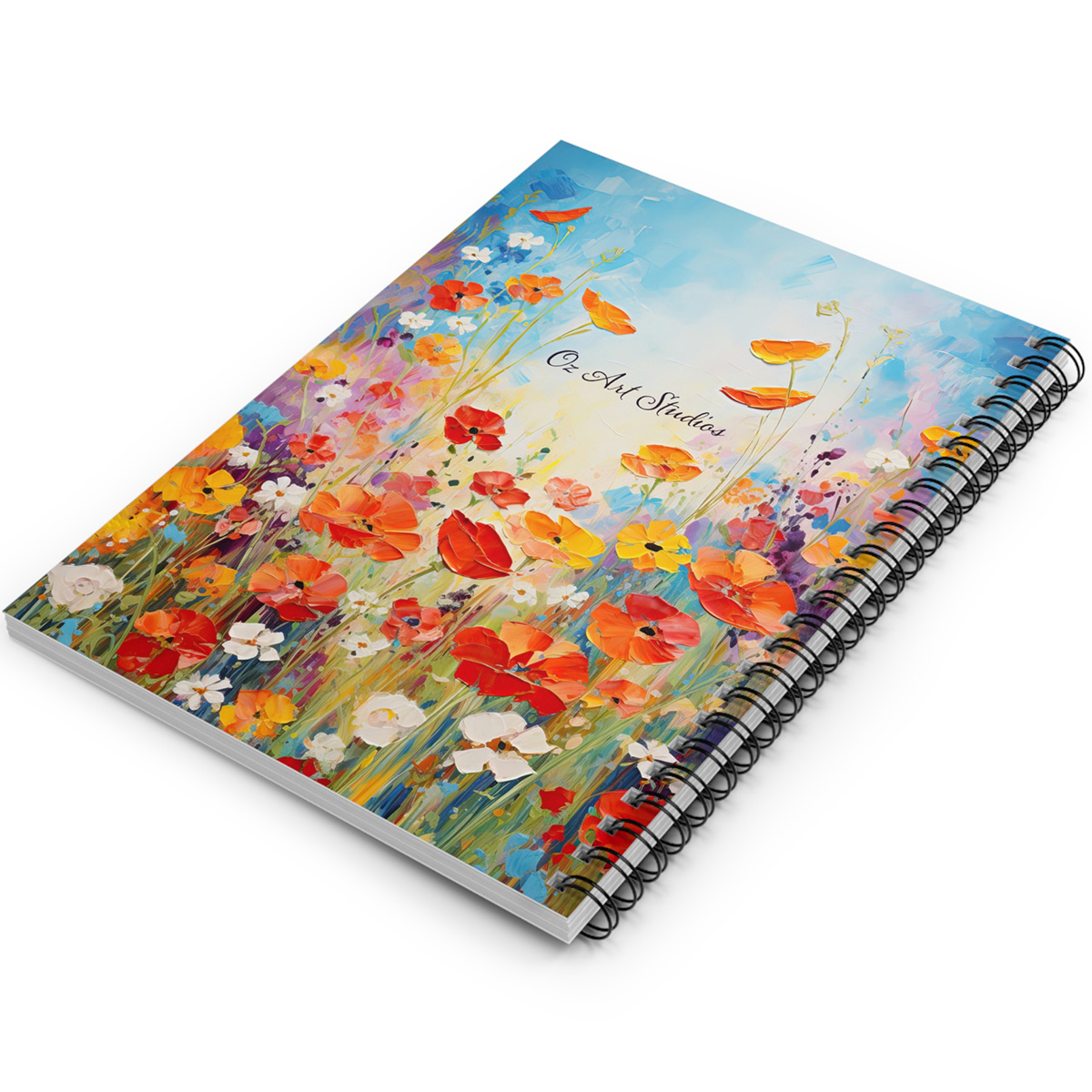 Australian Cockatoo with Wildflowers in Warm Pastels Spiral Notebook - Image 3